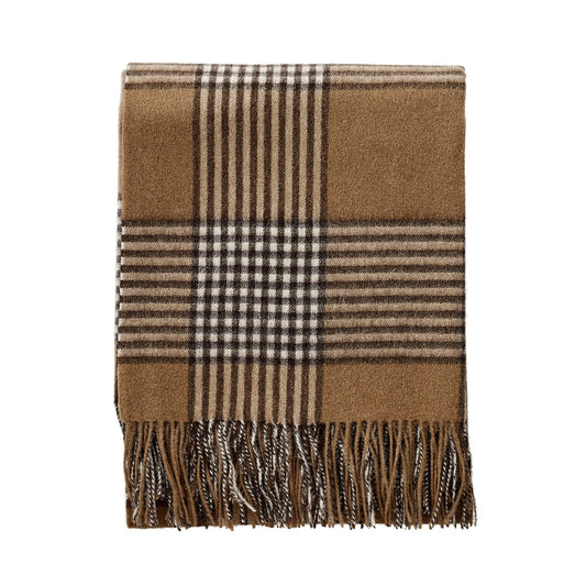 Wembley Plaid Throw in Camel