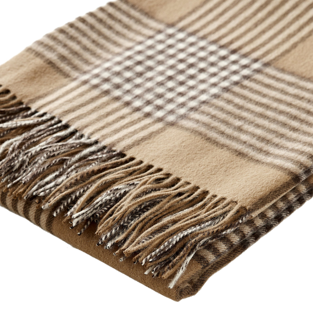 Wembley Plaid Throw in Camel