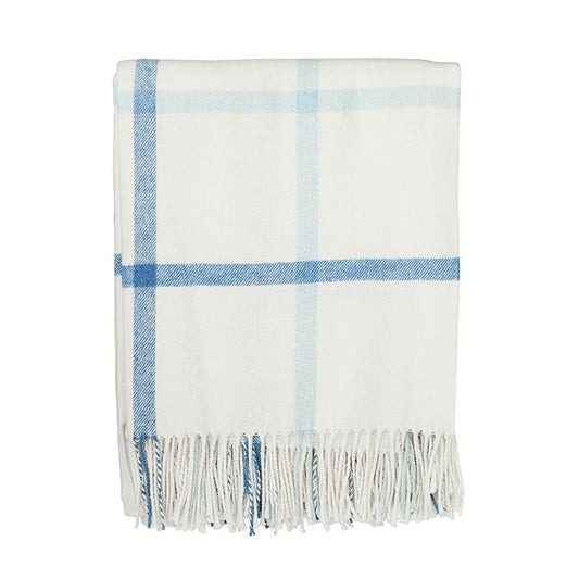 Windowpane Check Throw in Soft Blue