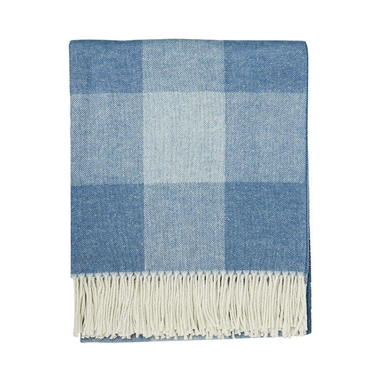 Hampton Plaid Throw in Soft Blue